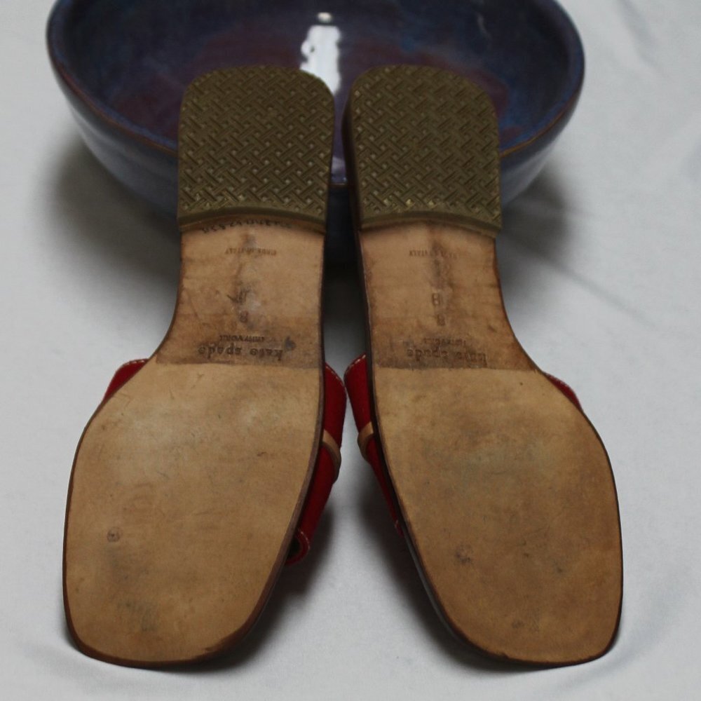 Vintage Kate Spade Leather and Red Canvas Slides - Picture 5 of 12